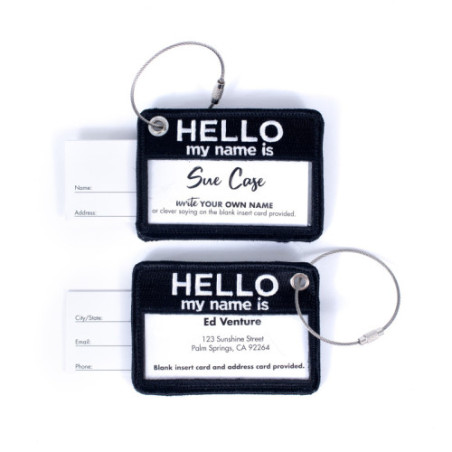 Hello My Name Is Bag Tag-black-double sided