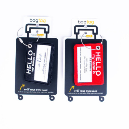 Hello My Name Is Bag Tag-black-double sided