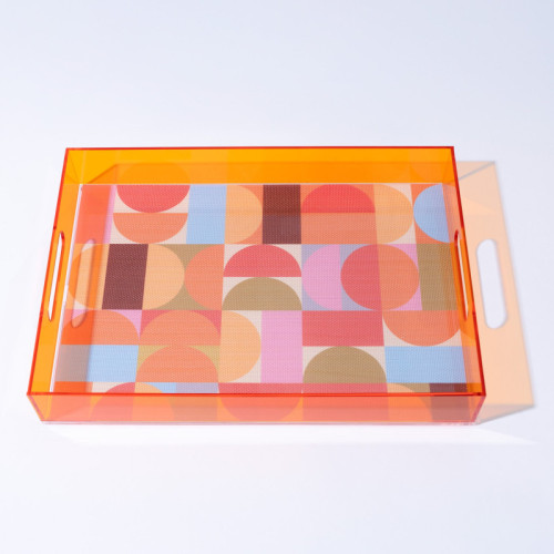 Levitate Acrylic ArtworkServing Tray-17 x 12 x 2.7-Orange