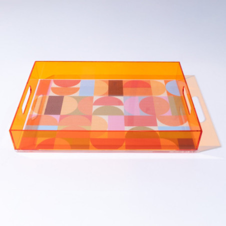 Levitate Acrylic ArtworkServing Tray-17 x 12 x 2.7-Orange