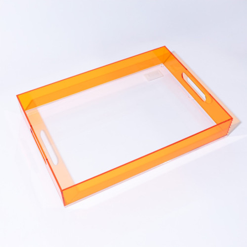 Levitate Acrylic ArtworkServing Tray-17 x 12 x 2.7-Orange