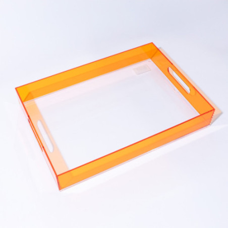 Levitate Acrylic ArtworkServing Tray-17 x 12 x 2.7-Orange