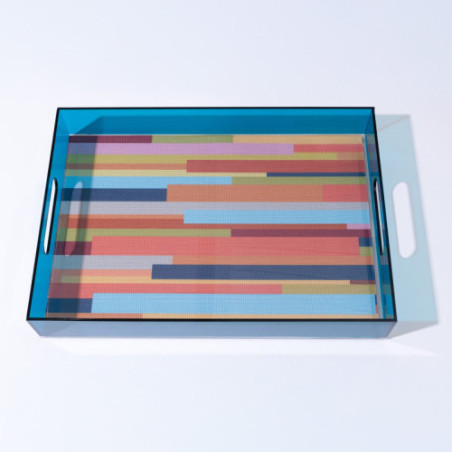 Levitate Acrylic ArtworkServing Tray-17 x 12 x 2.7-Blue