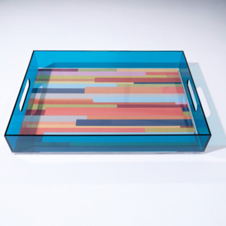 Levitate Acrylic ArtworkServing Tray-17 x 12 x 2.7-Blue