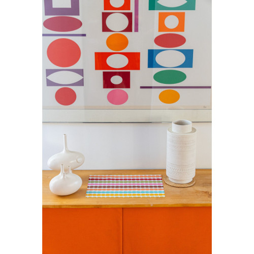 Pom Pom double-sided Woven Rectangular Placemat - set of 4