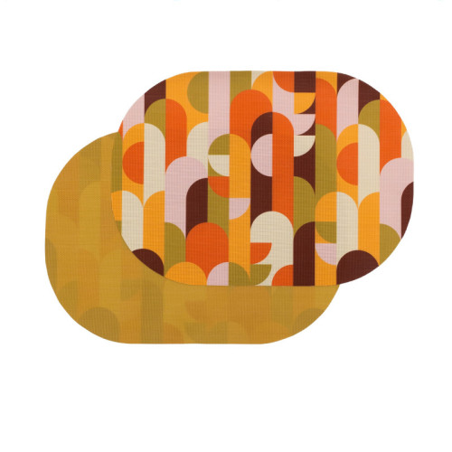 Palm Canyon double-sided Oval Woven Placemat 12 x 17 diameter - set of 4