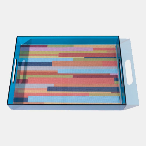 Levitate Acrylic ArtworkServing Tray-17 x 12 x 2.7-Blue