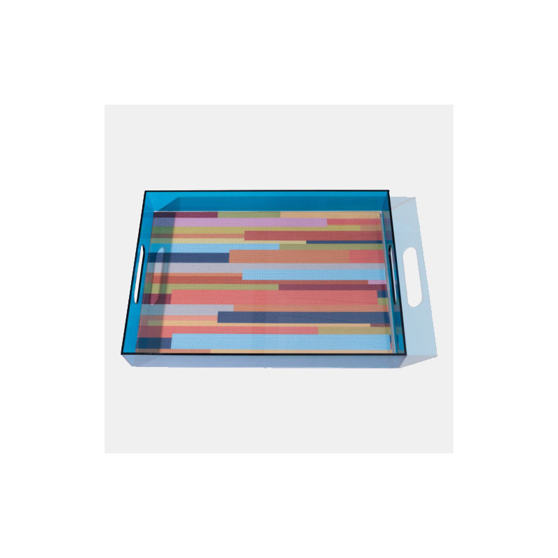 Levitate Acrylic ArtworkServing Tray-17 x 12 x 2.7-Blue