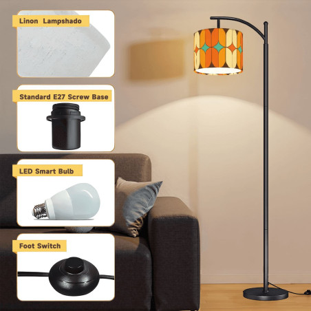 Retro 60s Mod Geometric Arc Floor Lamp