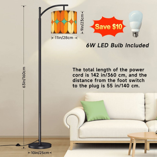 Retro 60s Mod Geometric Arc Floor Lamp