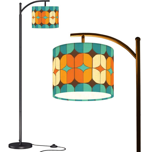 MCM Geometric Retro Teal Orange Arc Floor Lamp