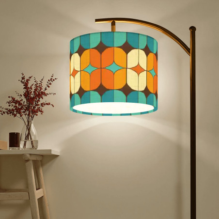 MCM Geometric Retro Teal Orange Arc Floor Lamp