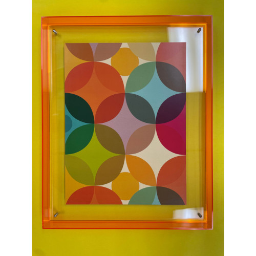 Levitate Acrylic Shadow Box Frame - Orange - Starburst Print