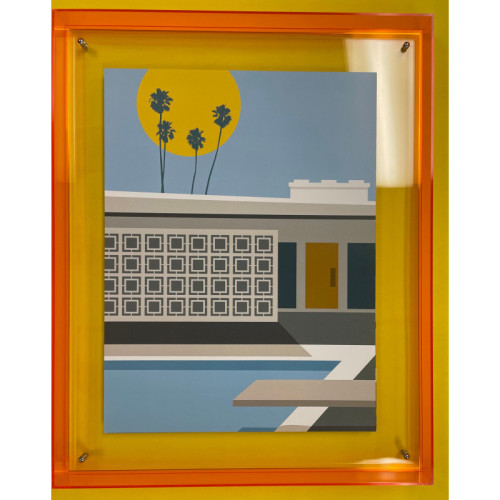 Levitate Acrylic Shadow Box Frame - Orange - Splash Print
