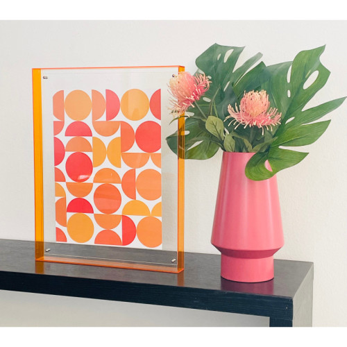 Levitate Acrylic Shadow Box Frame - Orange - Orange Slices Print
