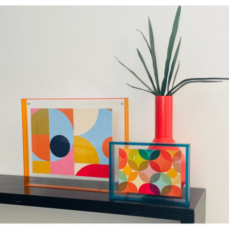 Levitate Acrylic Shadow Box Frame - Orange - Gumball Print