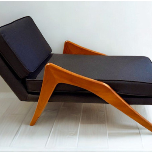 Adrian Pearsall-Inspired Grasshopper Chaise Lounge – Model 965-CX | Spatial Art-Works, Canton CT | Black & Mahogany