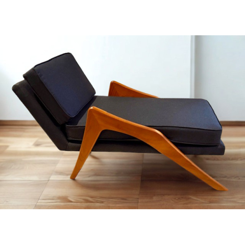 Adrian Pearsall-Inspired Grasshopper Chaise Lounge – Model 965-CX | Spatial Art-Works, Canton CT | Black & Mahogany