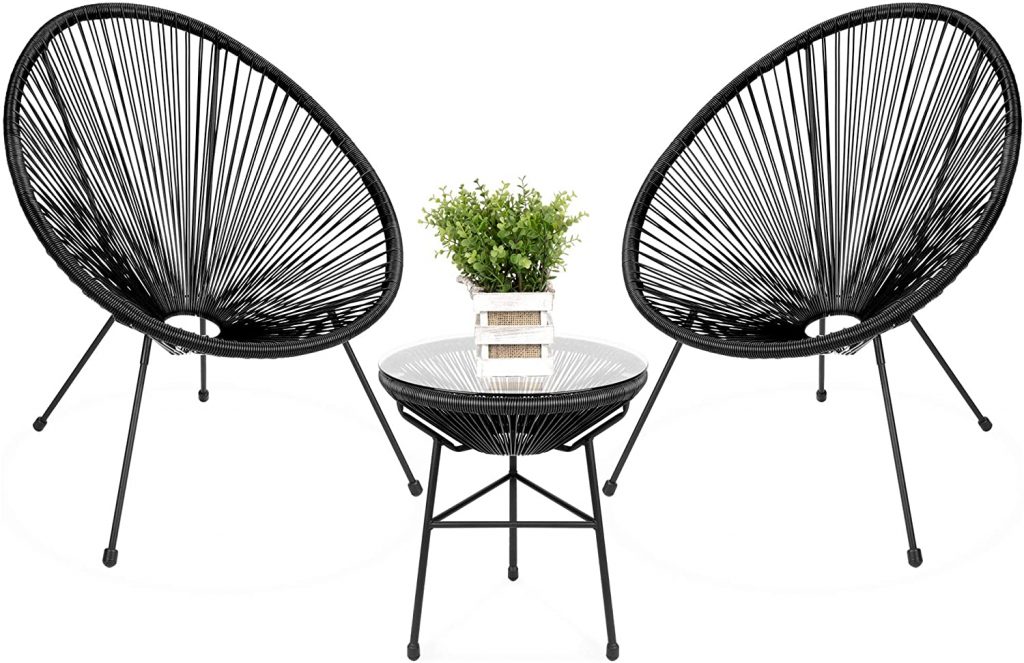 black round acapulco chair set