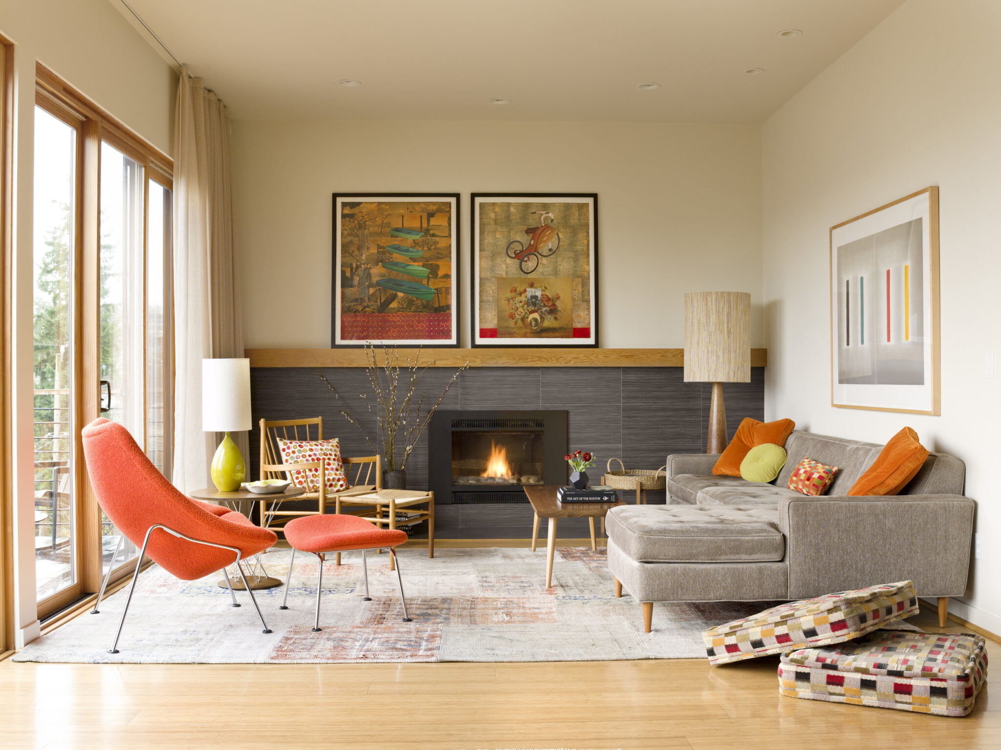 Colorful Mid Century Apartment Living Room