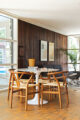 Saarinen tulip table and wishbone chairs in Pearsall home