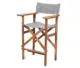 director's style chair with wood frame and pinstripe canvas seat