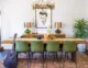 dining table with rustic antler chandelier in former Johnny Cash Ojai home