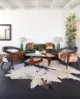 Noguchi table and cattle skin rug in Johnny Cash's former Ojai home