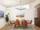 dining room with clerestory window and leather dining chairs