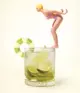 Paul Fuentes MCM inspired surrealist photography of woman diving into cocktail