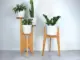 wood tripod plant stand and single planter plant stand