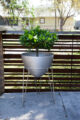 patio pod or outdoor bullet planter in silver