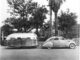 vintage Airstream 1936 Clipper towed by 1936 Lincoln Zephyr