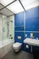 blue-laminate and aluminum bathroom preserved in 1957 Virginia home