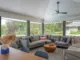 gray sectional sofa in renovated 1950 Kansas home