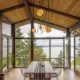 dining room with view to Puget Sound in renovated 1958 Seattle home