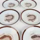 Set of Six 1960 Thanksgiving Turkey Dinner Plates. Made by Arabia, Finland