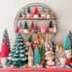 lady vases and circular shelf with bottlebrush trees